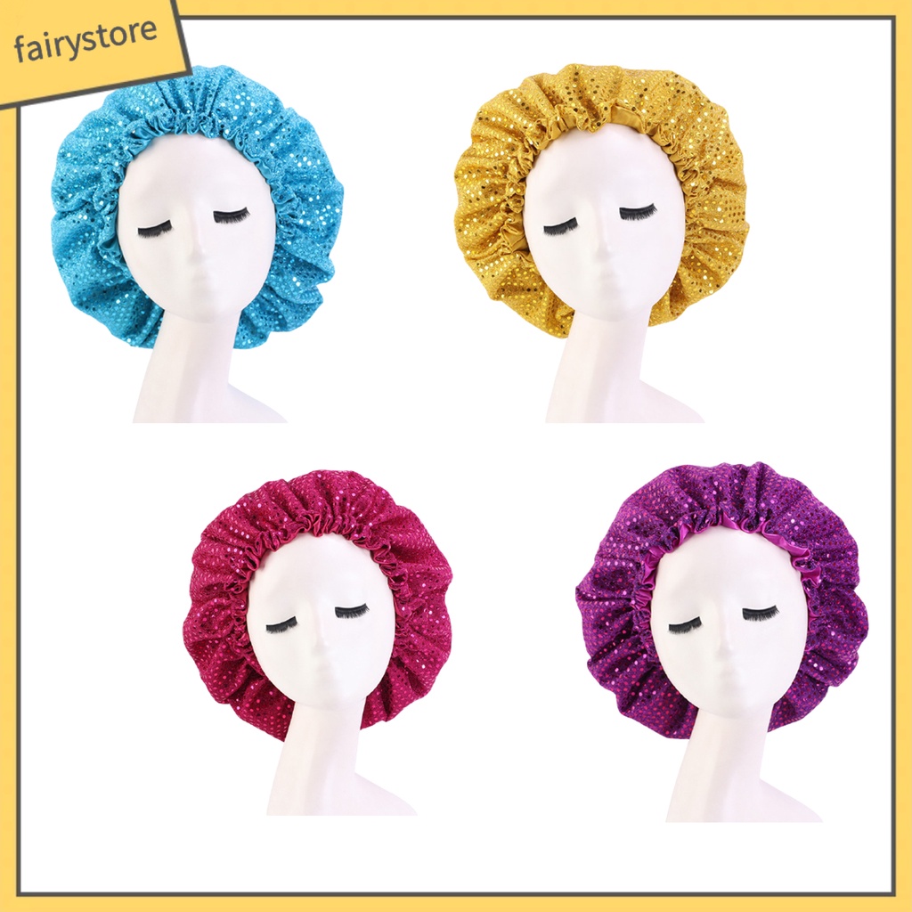 Mũ Trùm Đầu Co Giãn Đính Kim Sa Lấp Lánh Có Thể Điều Chỉnh Chăm Sóc Tóc Khi Ngủ