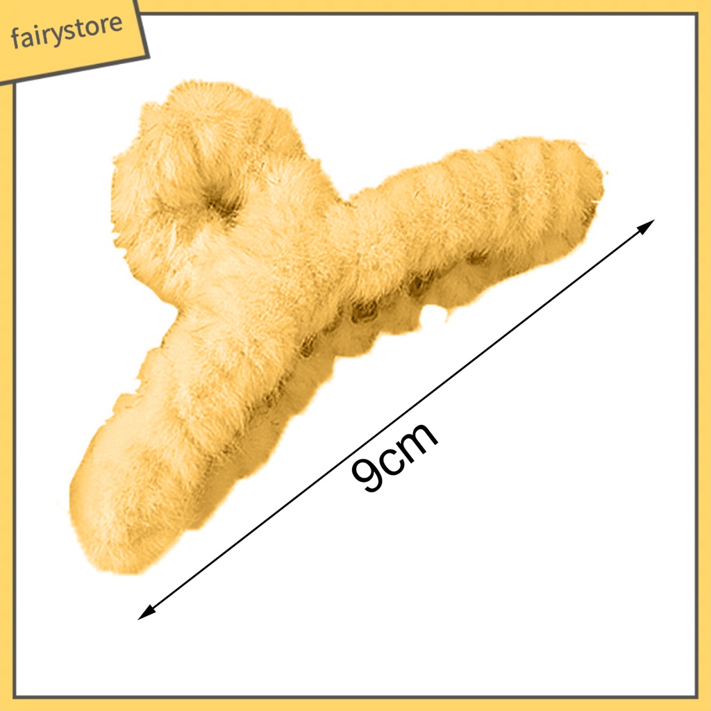 Kẹp Tóc Càng Cua Phủ Lông Màu Trơn Chống Trượt Thời Trang Thu Đông Cho Nữ