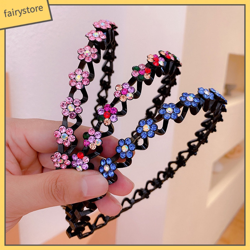 Băng Đô Cài Tóc Viền Mềm Đính Đá Lấp Lánh Chống Trượt Dễ Sử Dụng