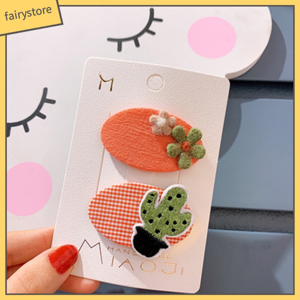 Set 2 Kẹp Tóc Hình Hoa / Động Vật Dễ Thương Cho Bé Gái