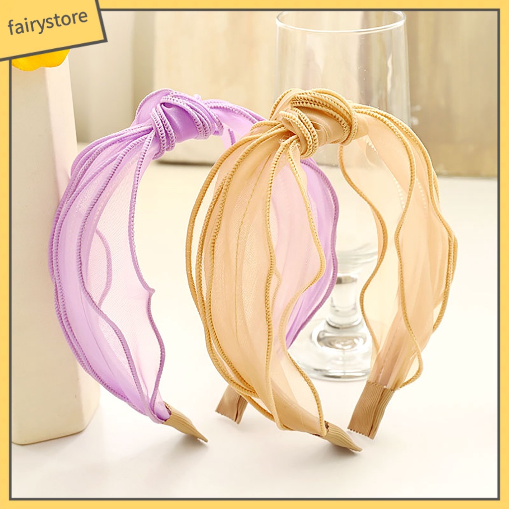 Băng Đô Cài Tóc Bản Rộng Chống Trượt Thắt Nút Màu Trơn Đáng Yêu Thích Hợp Sử Dụng Hàng Ngày