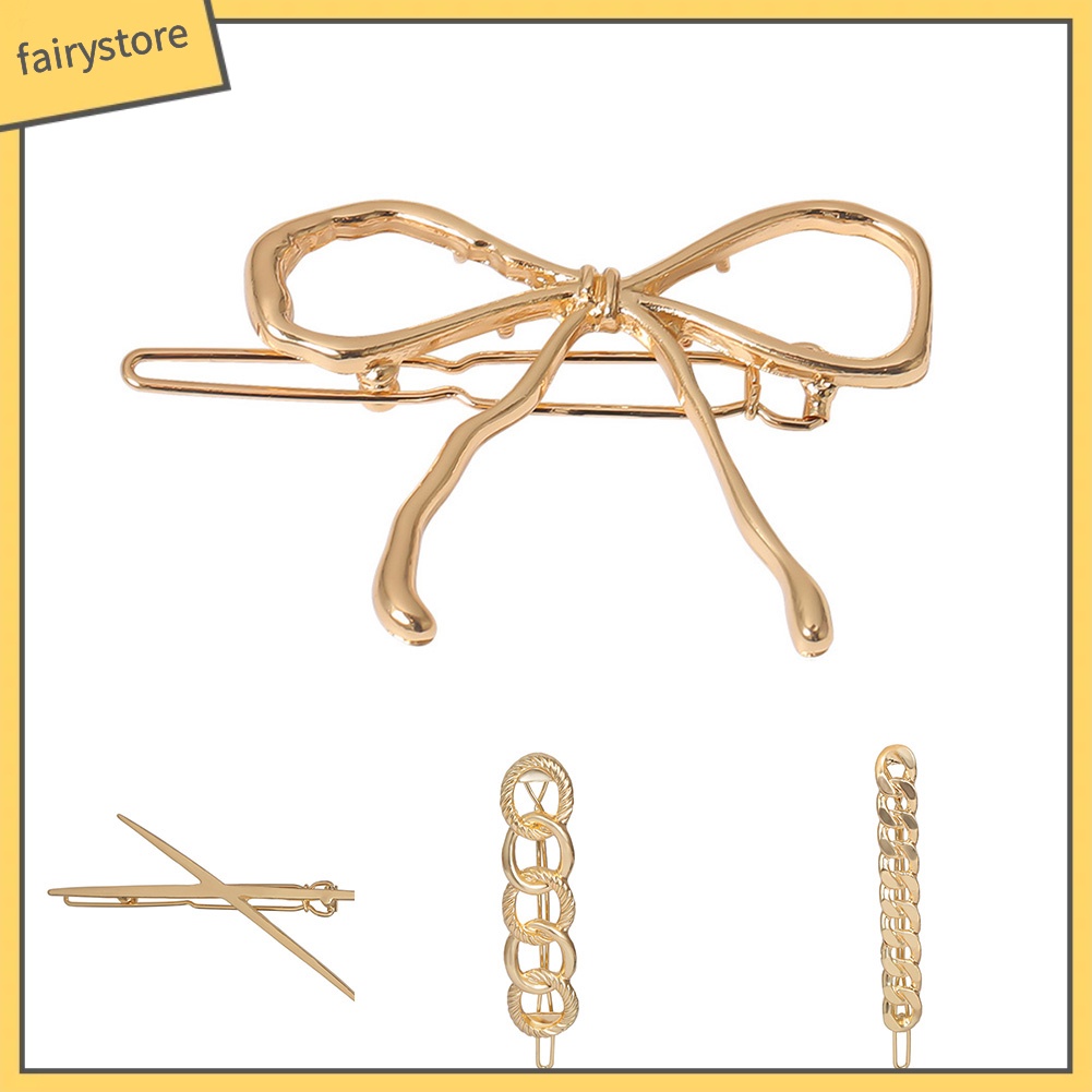 Kẹp Tóc Nơ Phối Chuỗi Xích Thời Trang Cho Nữ