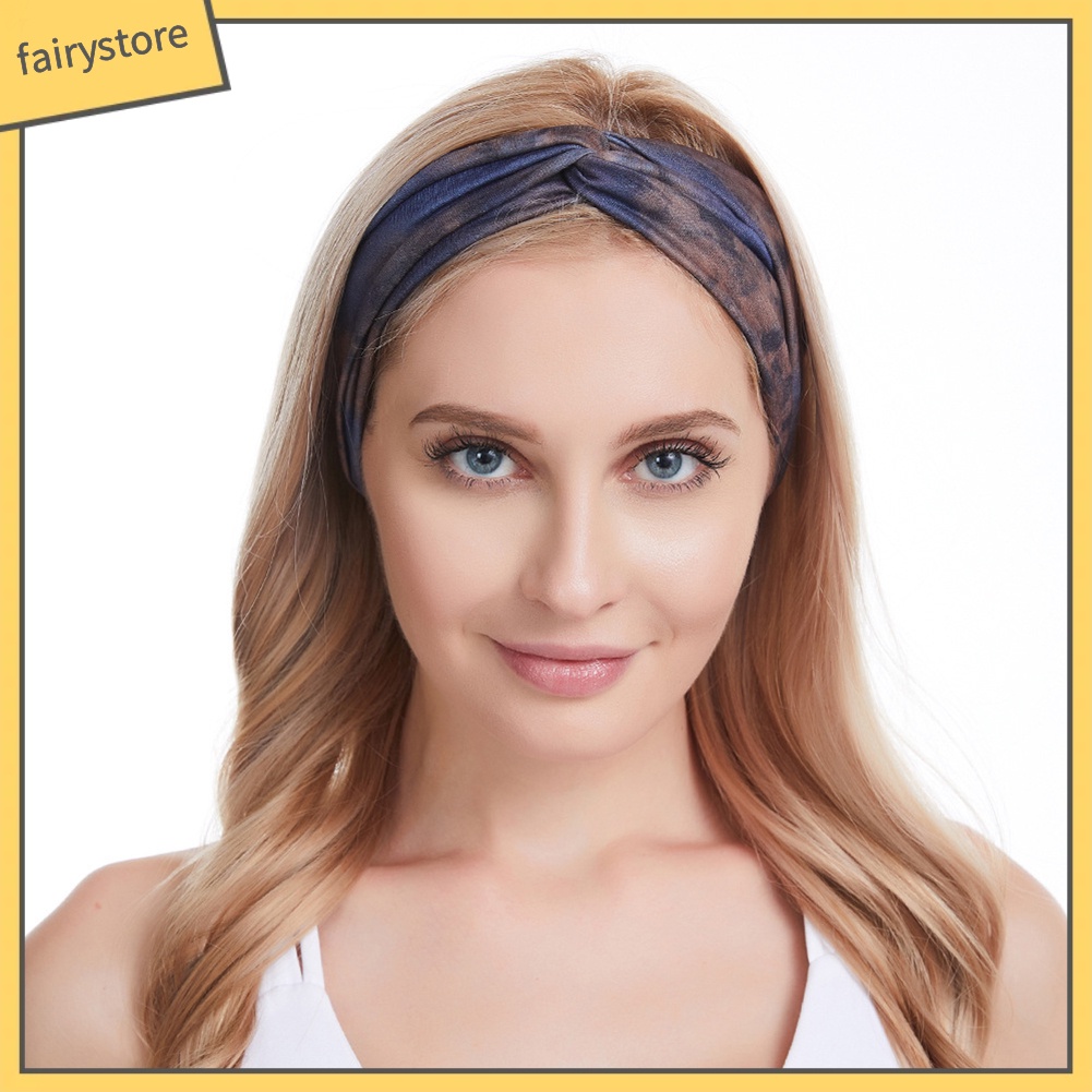 Băng Đô Cài Tóc Co Giãn Họa Tiết Màu Nhuộm Phong Cách Boho Thời Trang Cho Nữ