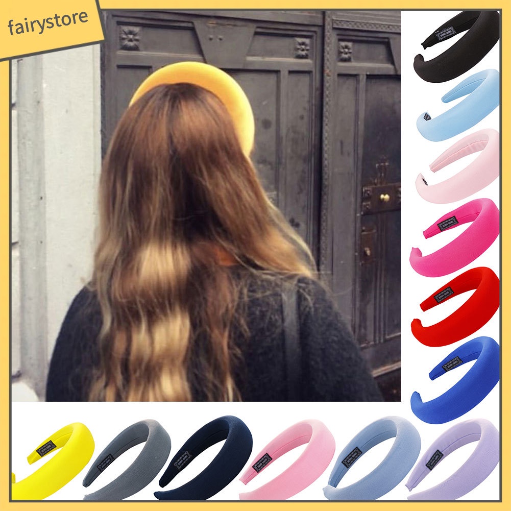 Băng Đô Cài Tóc Bằng Xốp Mềm Màu Trơn Thời Trang Cho Nữ