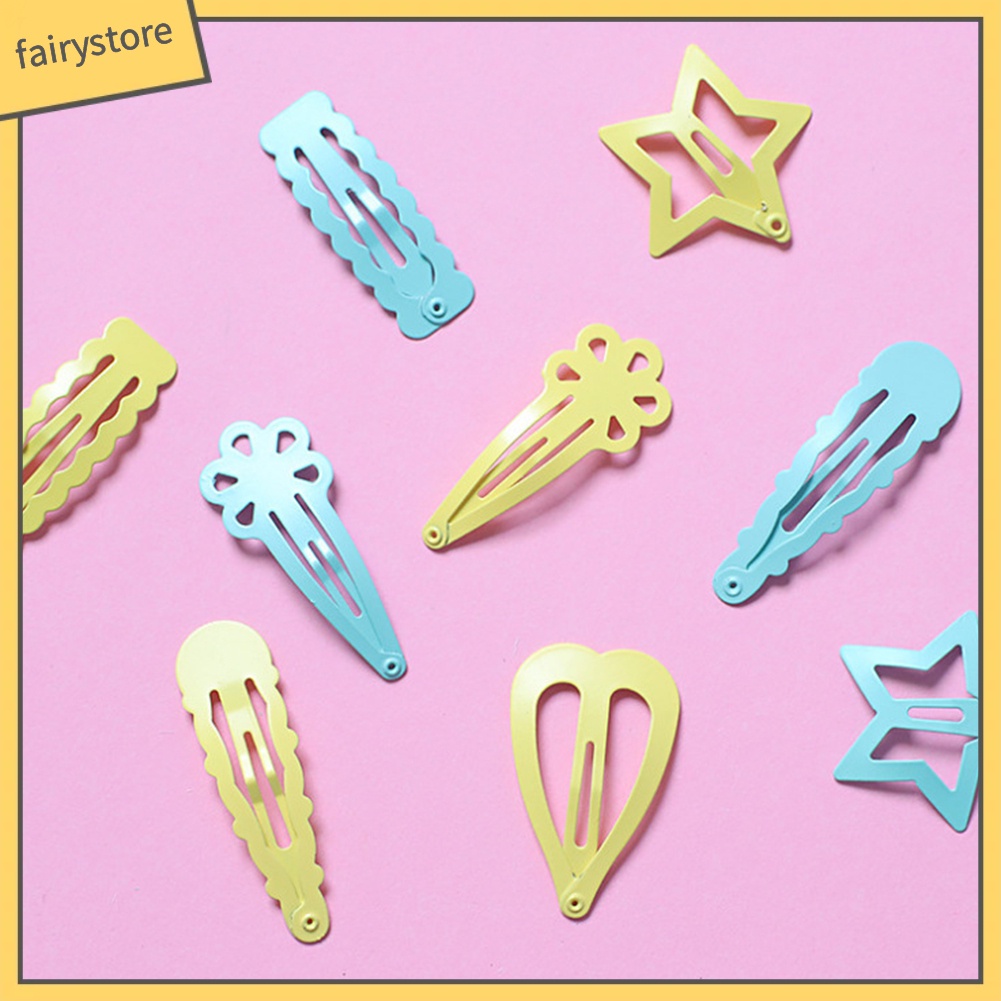 Set 6 Kẹp Tóc Hình Ngôi Sao / Trái Tim Màu Sắc Kẹo Ngọt