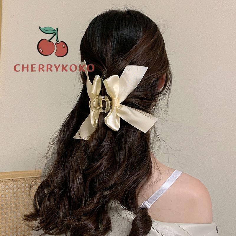 🍒🍒CHERRYKOKO Kẹp tóc càng cua đính nơ ruy băng phong cách Hàn Quốc đơn giản thời trang dành cho nữ