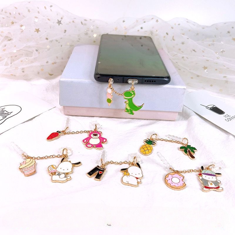 Nút Bịt Chống Bụi Cho Cổng Sạc Điện Thoại Di Động diy Hình Gấu Dâu Tây Chó Hoạt Hình Thông Dụng Chống Bụi