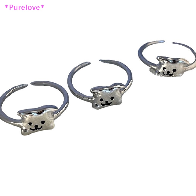 Nhẫn Hở Mạ Bạc Hình Chú Chó Dễ Thương Có Thể Điều Chỉnh Kích Thước Dành Cho Nữ Mới