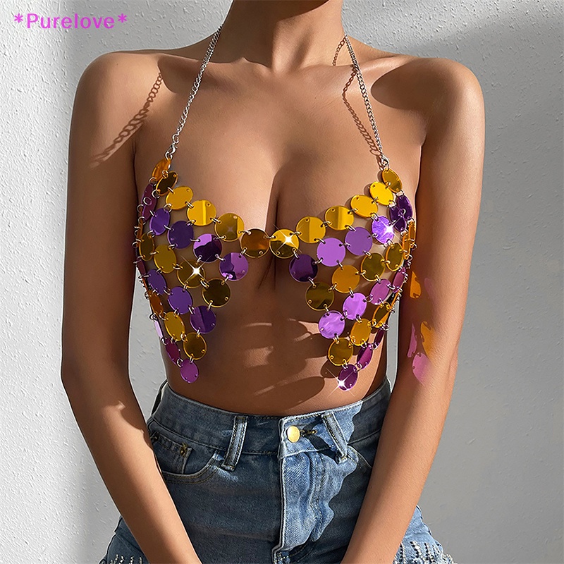 Áo Croptop Hở Lưng Đính Kim Sa Lấp Lánh Thời Trang 2023 Cho Nữ Mới