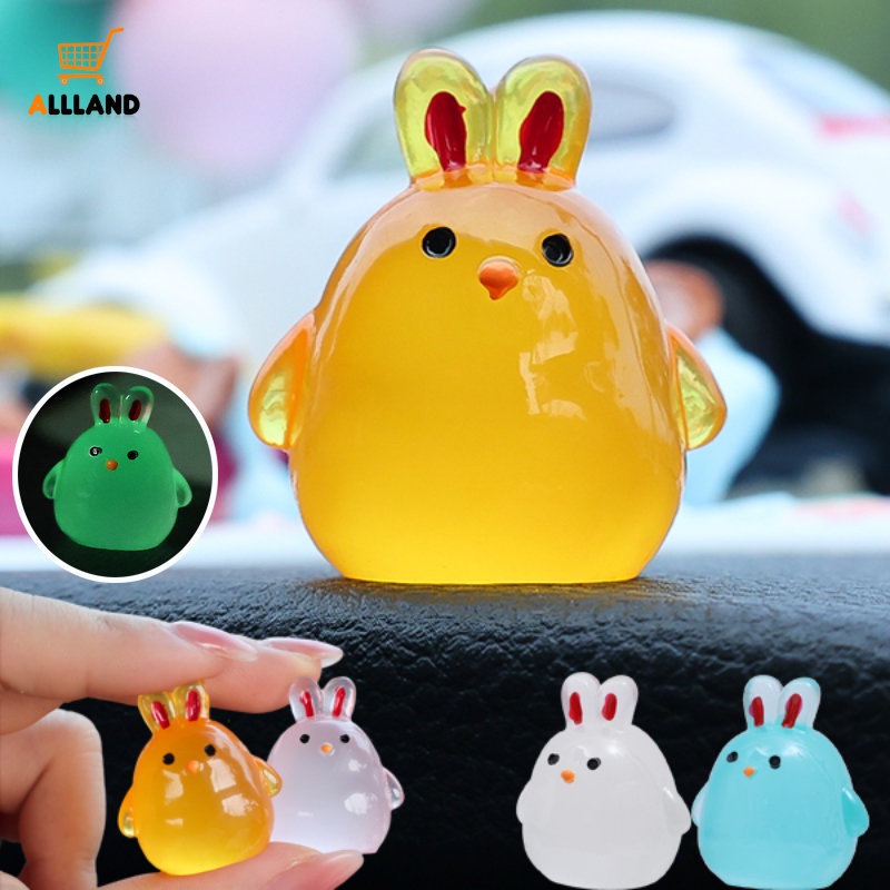 Đồ trang trí Thỏ Mini Bằng Resin Phát Sáng Dễ Thương Trang Trí Bảng Điều Khiển Xe Hơi