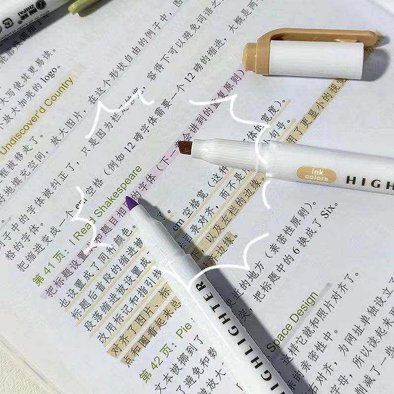 Bút Đánh Dấu Bắt Sáng Hai Đầu Màu Sắc Tự Nhiên
