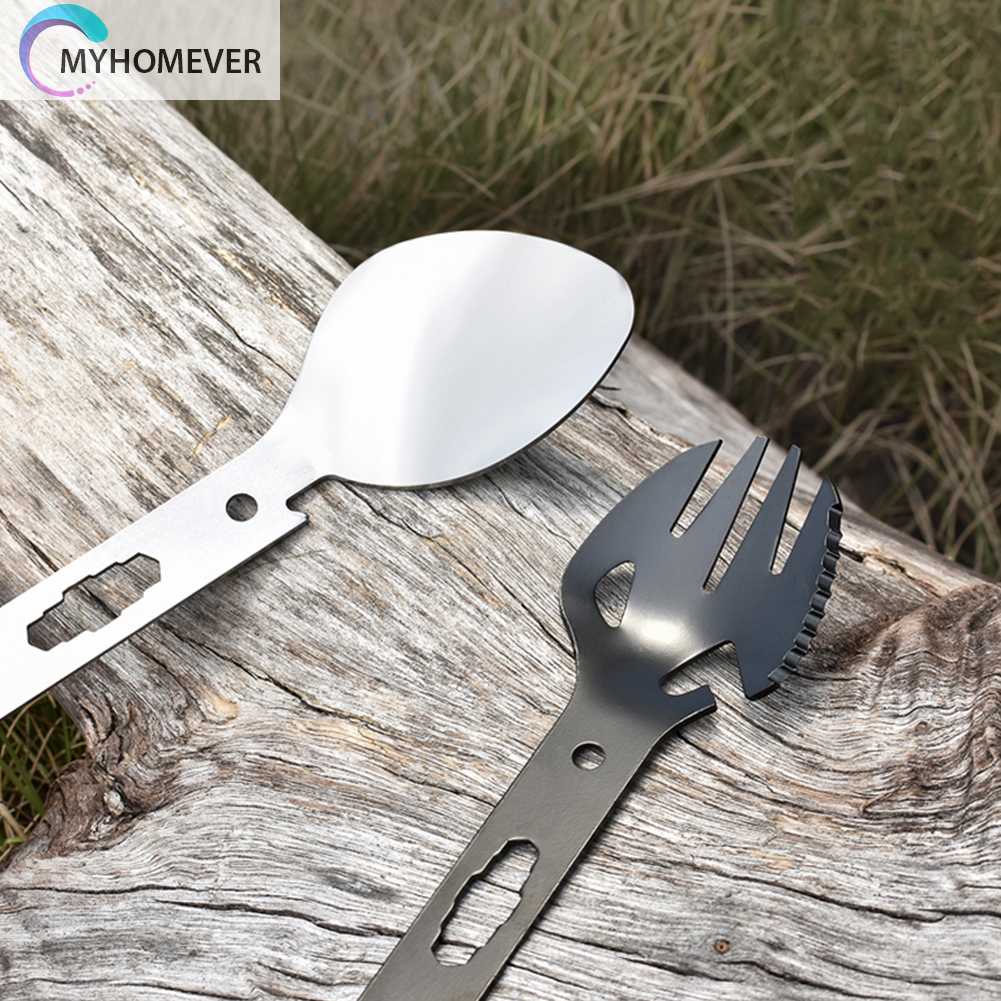 Muỗng Nĩa Đa Chức Năng EDC Bằng Thép Không Gỉ Dùng Khi Đi Dã Ngoại