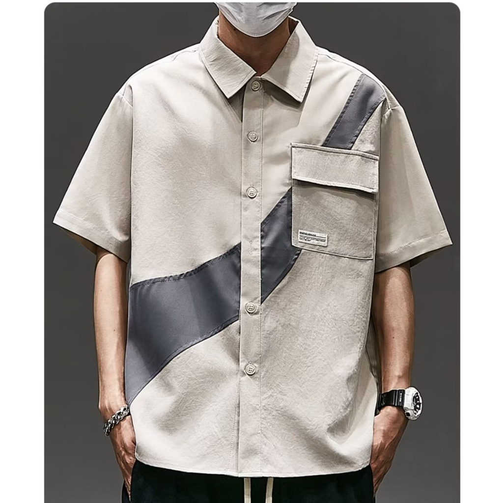 Áo polo Dáng Rộng Tay Ngắn Có Túi Size M-5XL Thời Trang Dành Cho Nam Giới