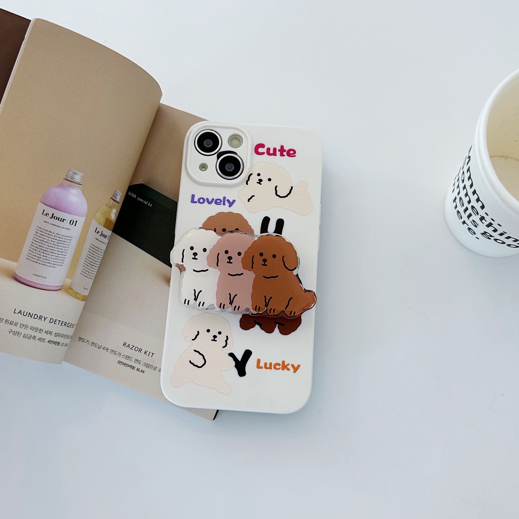 Ốp Điện Thoại TPU Dẻo Họa Tiết Hoạt Hình Chú Chó Phong Cách Hàn Quốc Cho iPhone 13 12 11 Pro Max 14 Plus