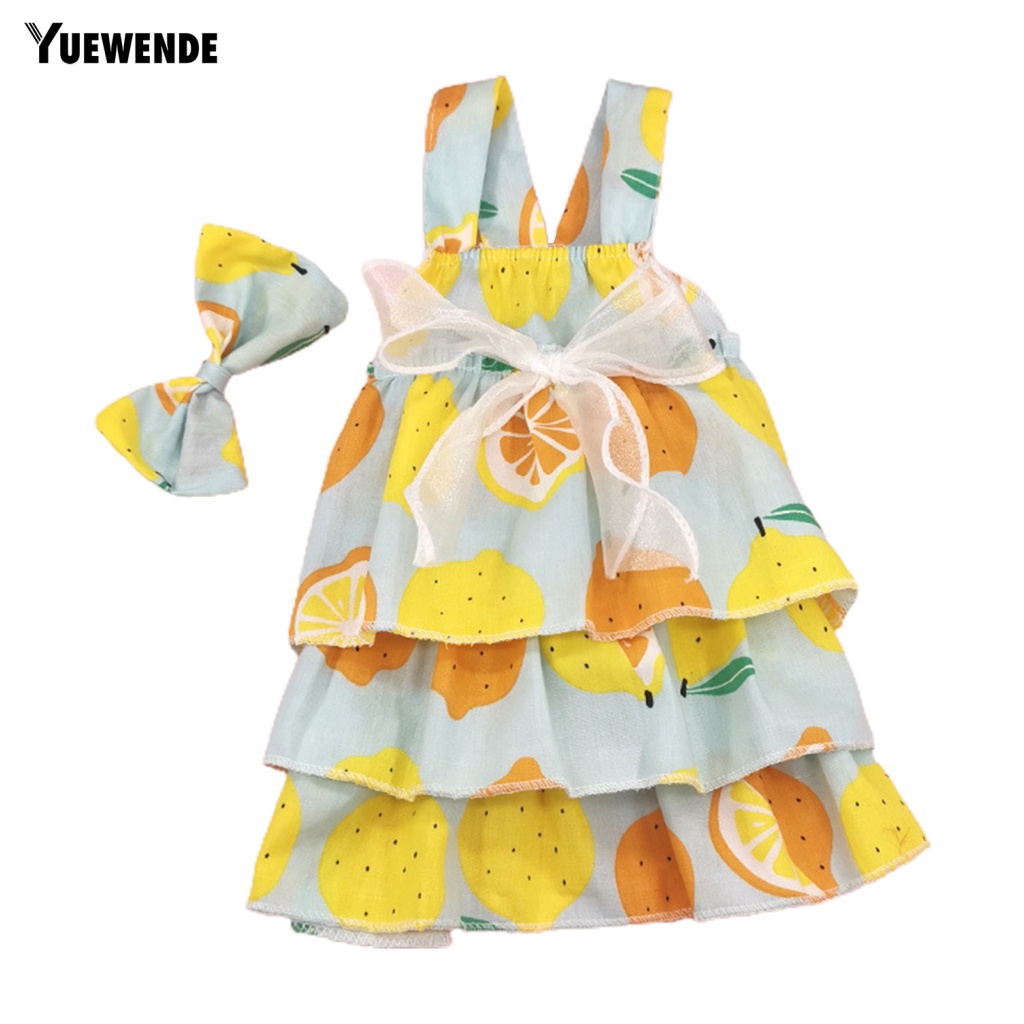 1 Set Đầm Cotton Họa Tiết Quả Chanh Đính Nơ Xinh Xắn Cho Thú Cưng