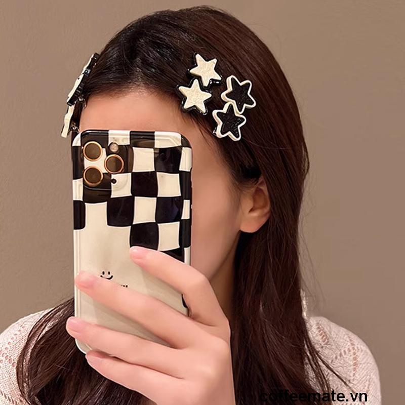 ⚡Kẹp Tóc Ngôi Sao Năm Cánh Màu Trắng Đen Phong Cách Hàn Quốc Dễ Thương Cho Nữ