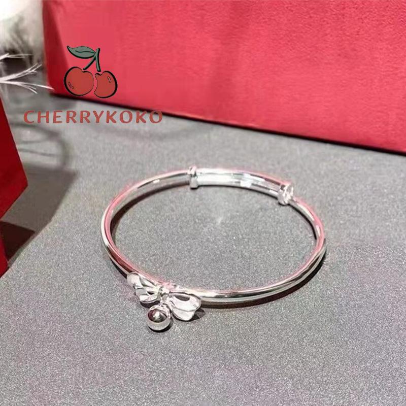 🍒🍒CHERRYKOKO Vòng Đeo Tay Bạc Đính Chuông Nơ Ngọt Ngào Dễ Thương Làm Quà Tặng Cho Bạn Gái/ Bạn Gái