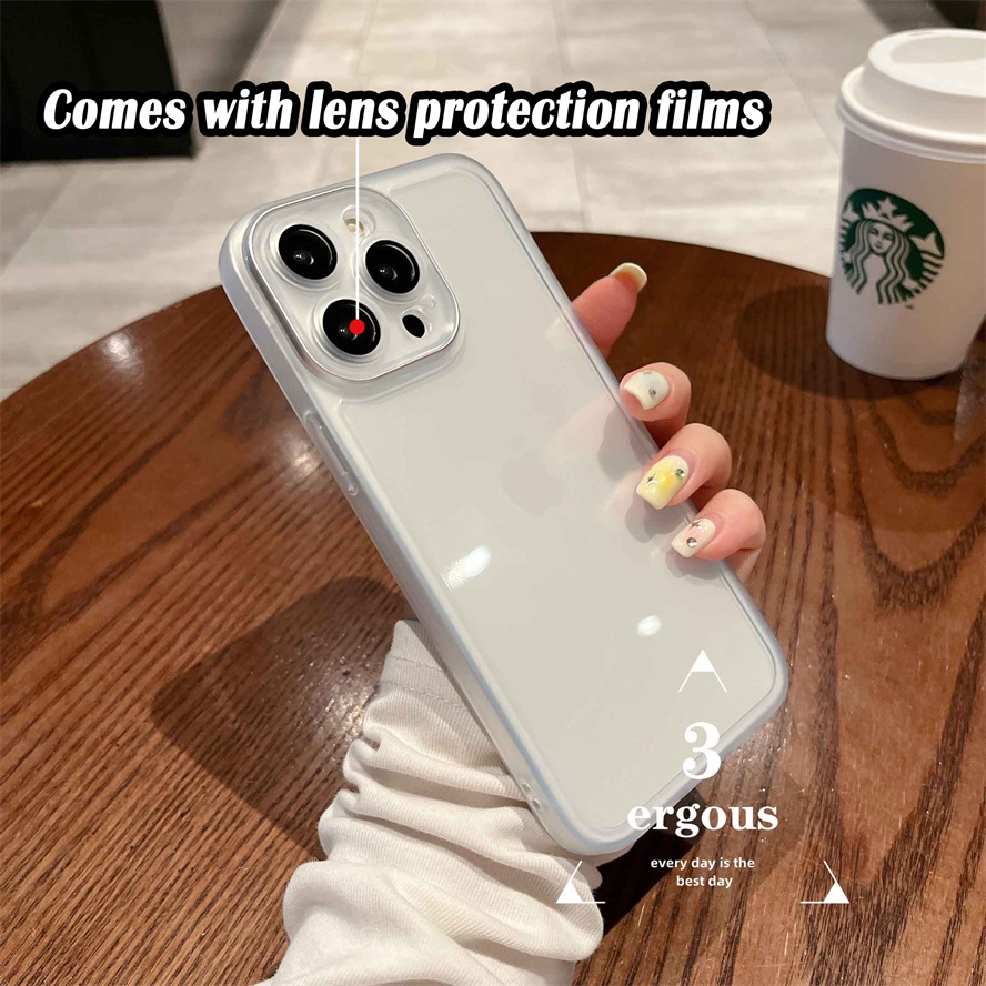 Ốp Điện Thoại TPU Mềm Trong Suốt Đơn Giản Bảo Vệ Ống Kính Cho IPhone 14 13 12 11 Pro Max SE2020 X XR Xs Max 7 8 6 6s Plus