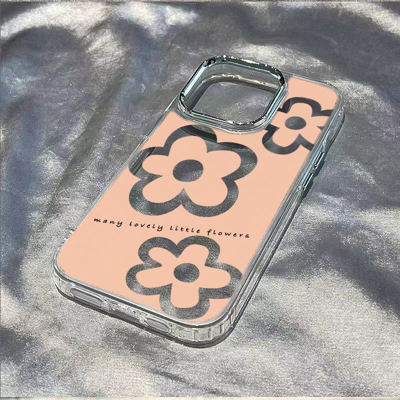 ✅Ốp Điện Thoại Dẻo Màu Đen / Đen Họa Tiết Hoa Xinh Xắn Chống Sốc Cho iPhone12 IMAO 8 14pro 13max117plus