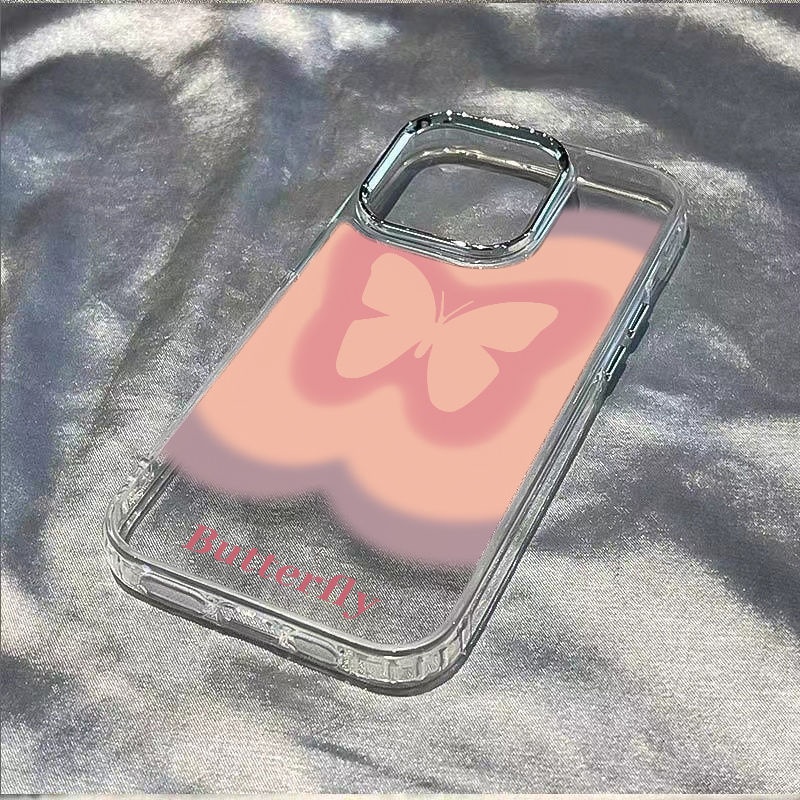 ✅Ốp Điện Thoại Mềm Chống Sốc In Hình Bướm Hồng Đơn Giản Cho Iphone 11 7 plus 8 Iphone1213 / max14pro