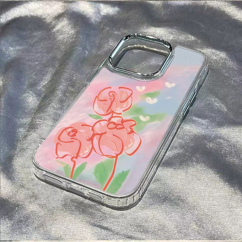 ✅Ốp Điện Thoại Mềm Chống Sốc Họa Tiết Hoa Hồng Sơn Dầu Cho Iphone 13Plus / 8max 11 1214Pro 7 4MMS