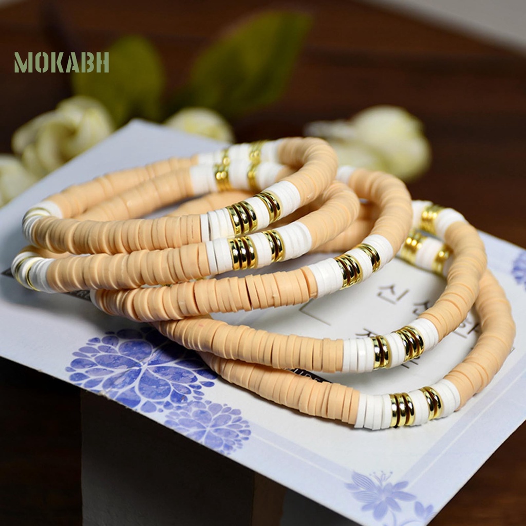 [Mok Abh] Vòng Tay Hạt Đá Polymer Co Giãn Phong Cách Boho