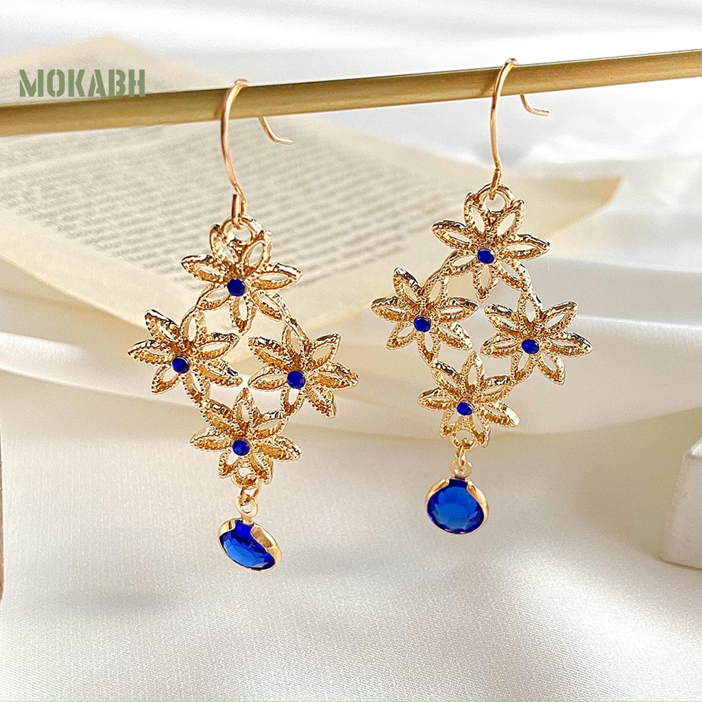 1 Đôi Bông Tai Móc Hình Hoa Rỗng Theo Phong Cách Bohemian