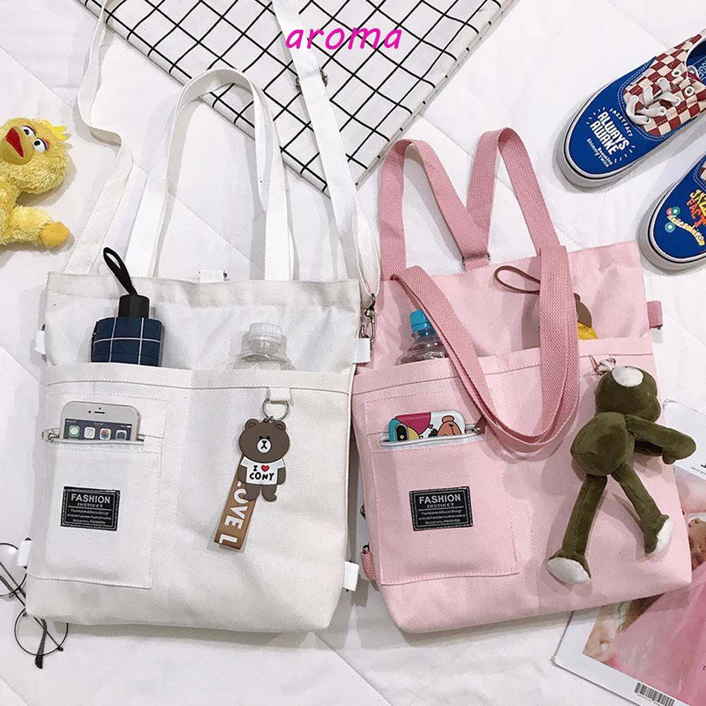 Túi Xách Đeo Vai Vải Bạt Ngăn Chứa Rộng Thời Trang Hàn Cho Nữ