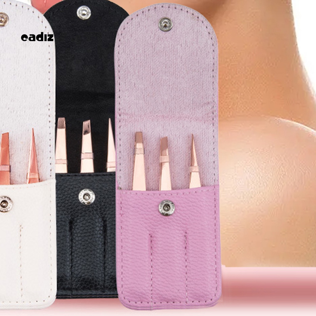 Bộ 3 Nhíp Tỉa Lông Mày / Lông Mi Giả Bằng Thép Không Gỉ Đa Năng Tiện Dụng