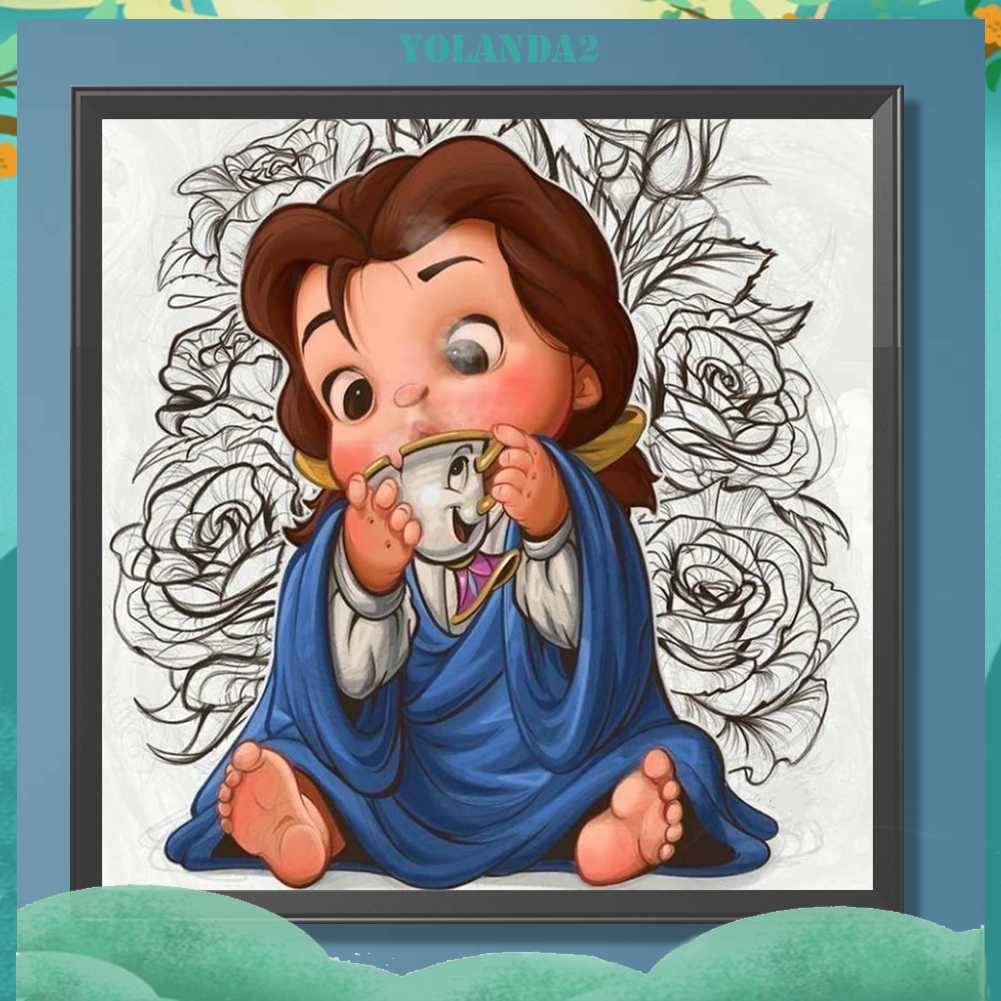 Tranh Đính Đá Kim Cương Toàn Bộ 5D DIY Hình Vẽ Công Chúa Belle