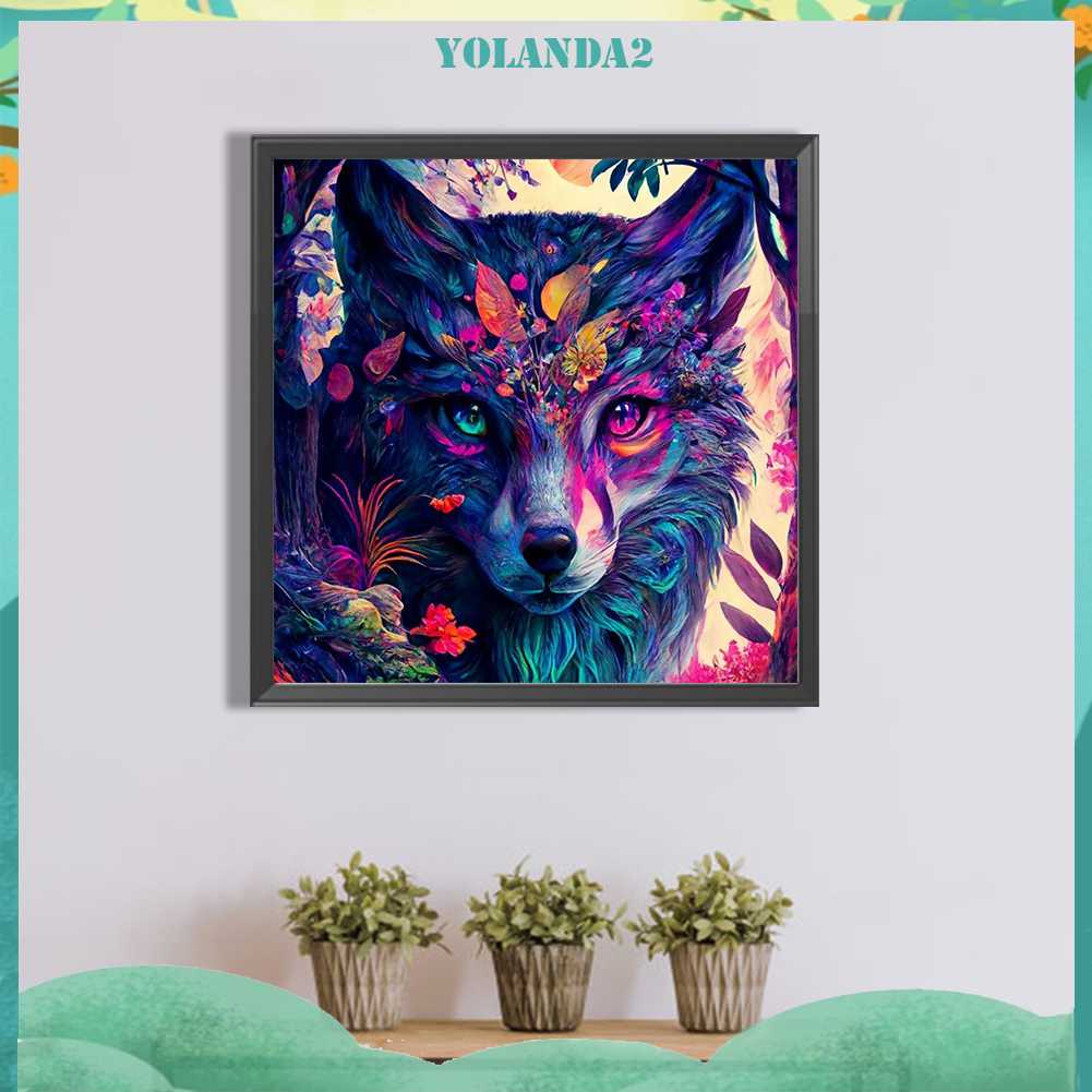 Tranh Đính Đá Kim Cương Toàn Bộ 5D DIY Hình Vẽ Sói Trang Trí Nhà Cửa