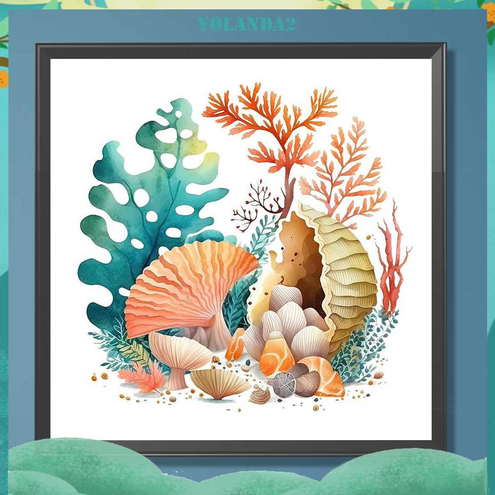 Bộ Tranh Đính Đá 5D Họa Tiết Vỏ Sò / San Hô Độc Đáo DIY Dùng Trang Trí