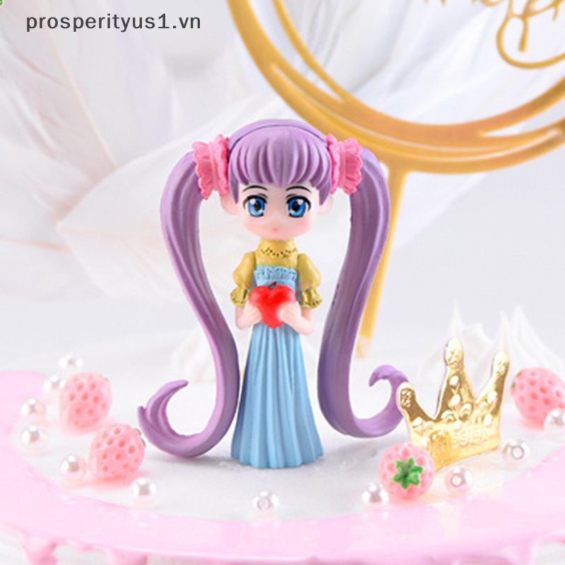 [prosperityus1] Mô Hình Trái Tim Tóc Dài Trang Trí Bánh Kem Sân Vườn Thần Tiên Quà Tặng Cho Trẻ Em [VN]