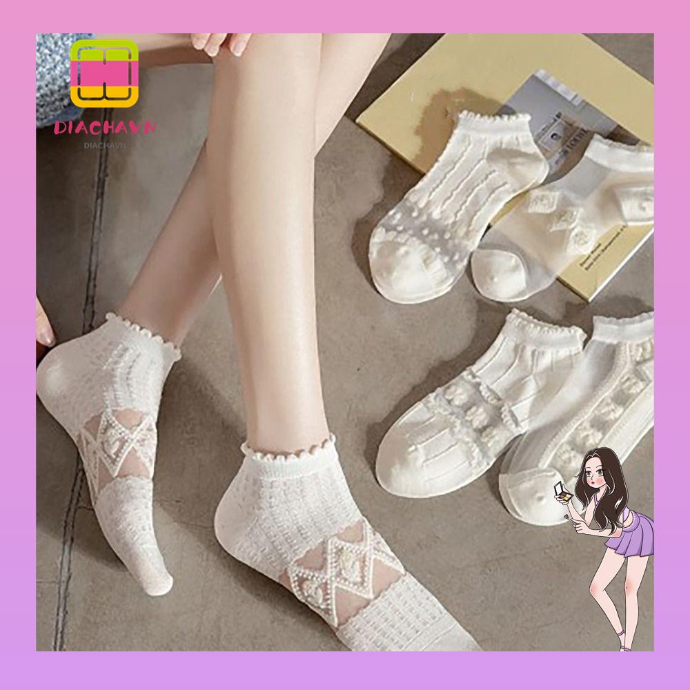 Set 5 Đôi Tất Ngắn Chống Trượt In Họa Tiết Thời Trang Mùa Hè Cho Nữ
