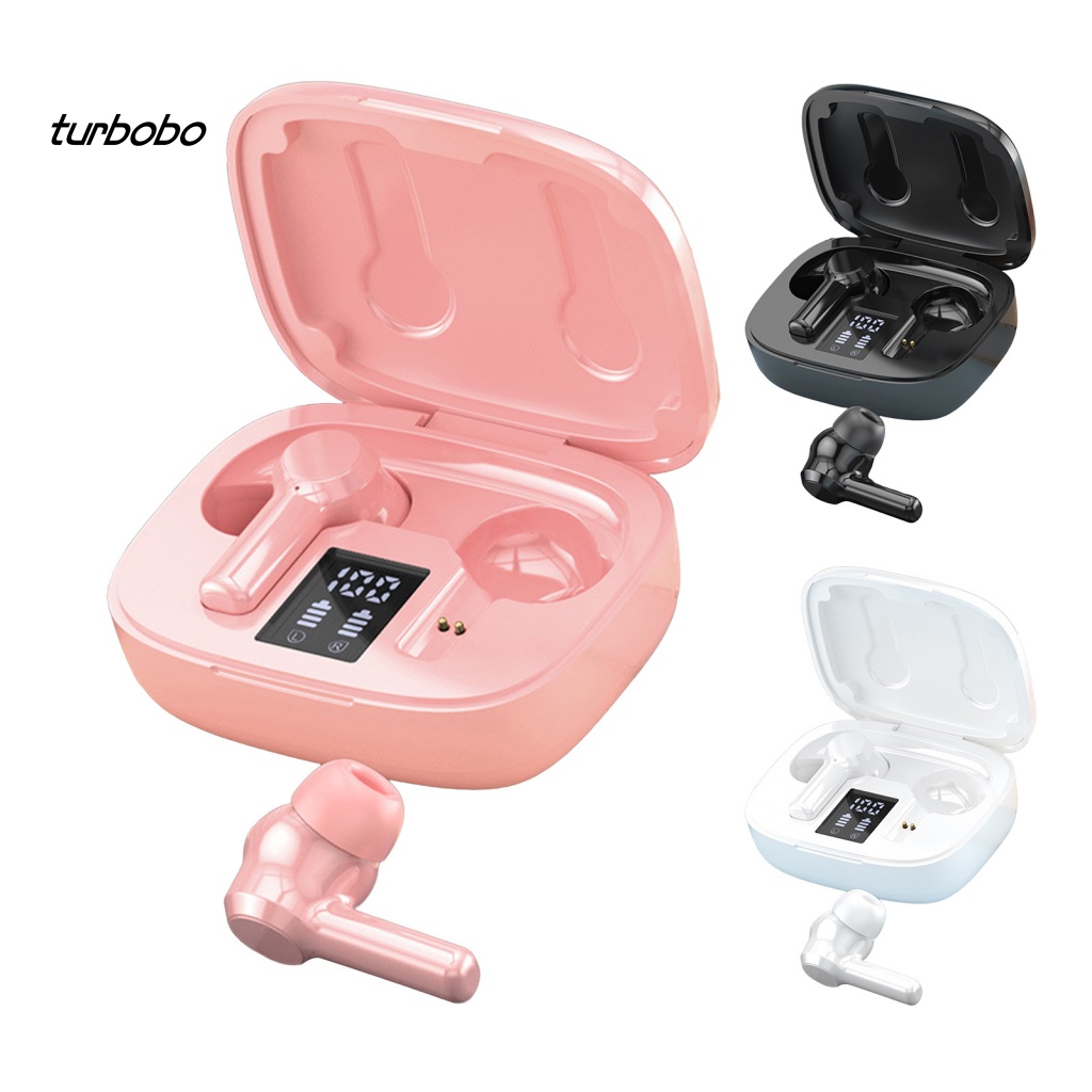 1 Set Tai Nghe Nhét Tai Không Dây Bluetooth Hiển Thị Màn Hình Kỹ Thuật Số Bằng ABS Có Đèn LED Dùng Khi Gọi Điện Thoại