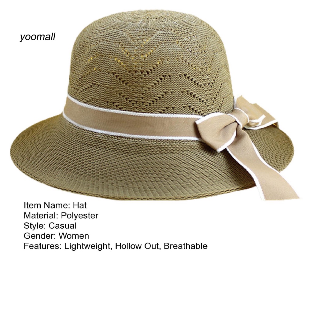 Mũ Rộng Vành Thoáng Khí Đính Nơ Phong Cách Hàn Quốc Cho Nữ