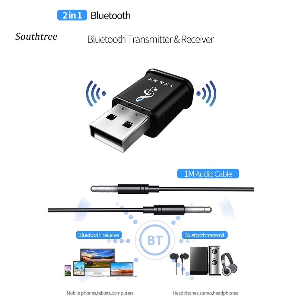 Bộ Thiết Bị Truyền Nhận Tín Hiệu Bluetooth 5.0 Không Dây 2 Trong 1