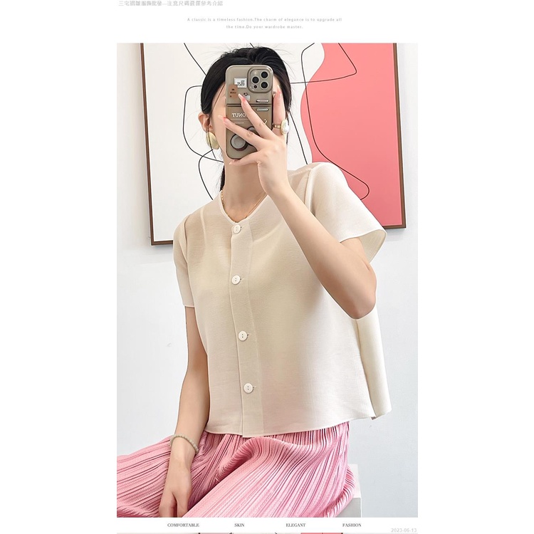 Áo cardigan Mỏng Tay Lửng Thiết Kế Xếp Ly Thời Trang Xuân Hè 2023-2023 - 06-13