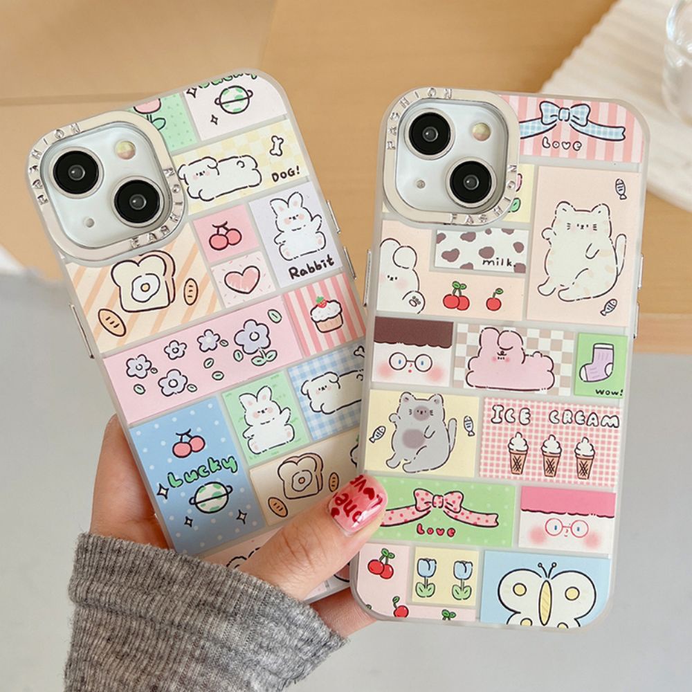 Ốp Điện Thoại TPU Mềm Chống Sốc Mạ Điện Họa Tiết Thỏ Mèo Cho IPhone 11 14 13 12 Pro Max XS XR 7 8 Plus
