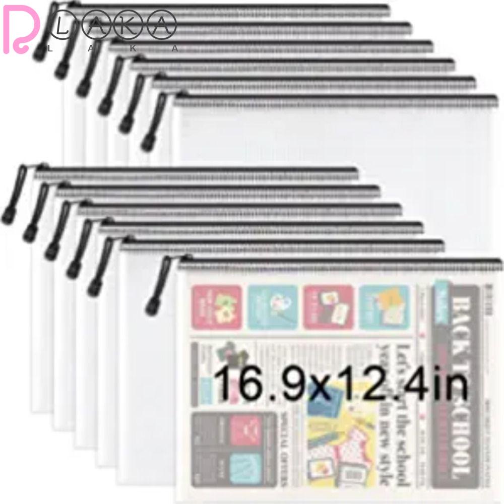 Bộ 12 Túi Lưới Đựng Tài Liệu Dày Dặn Màu Đen Có Khóa Kéo Chống Thấm Nước Tiện Dụng