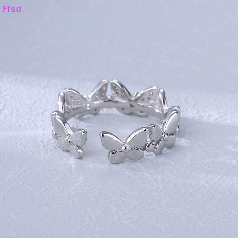 {Ffsd} Mới Nhẫn Đính Đá Zirconia Hình Học / Bướm / Hoa Cúc Điều Chỉnh Được Làm Quà Tặng Trang Sức Tối Giản * Hàng Bán Chạy