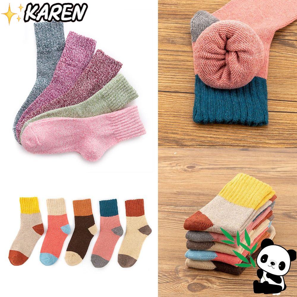 Set 5 Đôi Vớ Cotton Dày Giữ Ấm Phong Cách Vintage