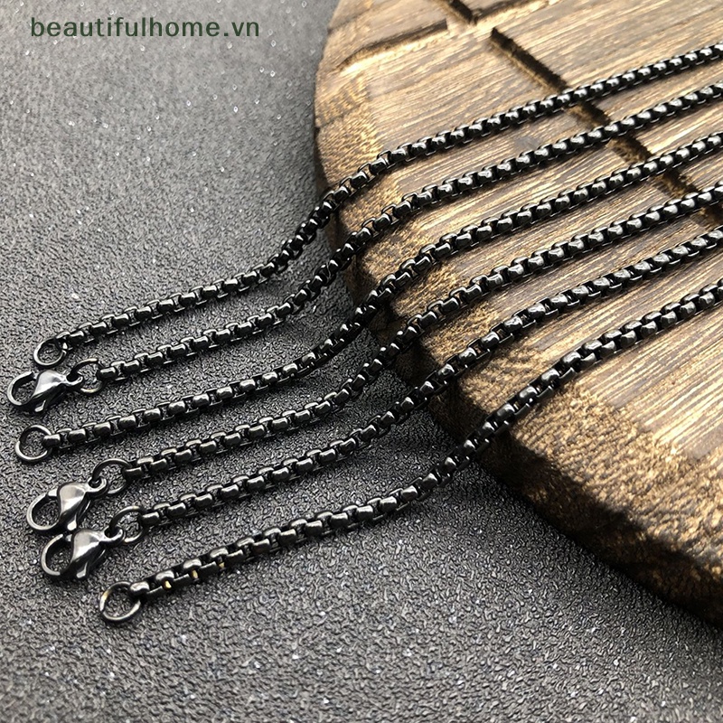 Vòng cổ 2MM Bằng Thép Không Gỉ DIY Màu Đen 45CM-55CM