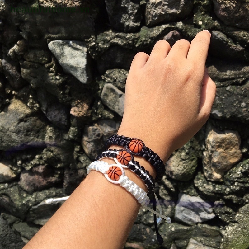 Vòng Đeo Tay Dây Bện Mặt Vuông Thắt Nút Điều Chỉnh Được Dành Cho Nam Nữ Chơi Bóng Rổ [beauty]