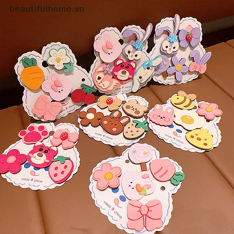 Set 5 Kẹp Tóc Hình Hoạt Hình Phong Cách Hàn Quốc Cho Bé Gái