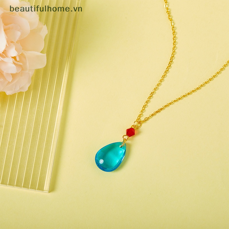 [beautifulhome] Vòng cổ Pha Lê Hình Giọt Nước Màu Xanh Dương Đơn Giản Phụ Kiện Hóa Trang Làm Đẹp Cho Nữ