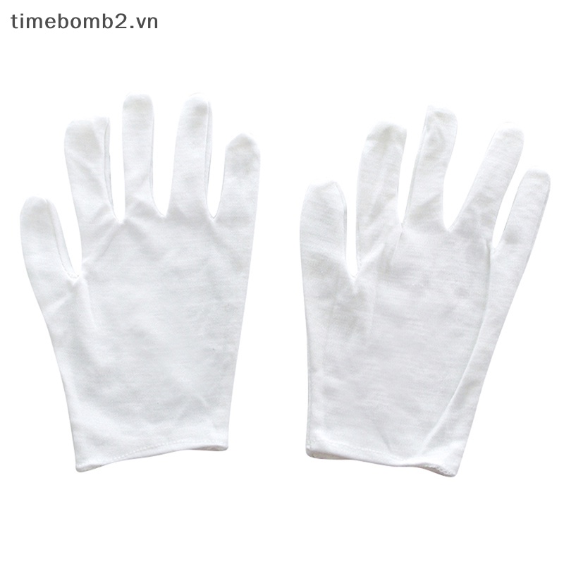 1 Đôi Găng Tay Cotton Màu Trắng Thấm Hút Mồ Hôi Dành Cho Nam Nữ