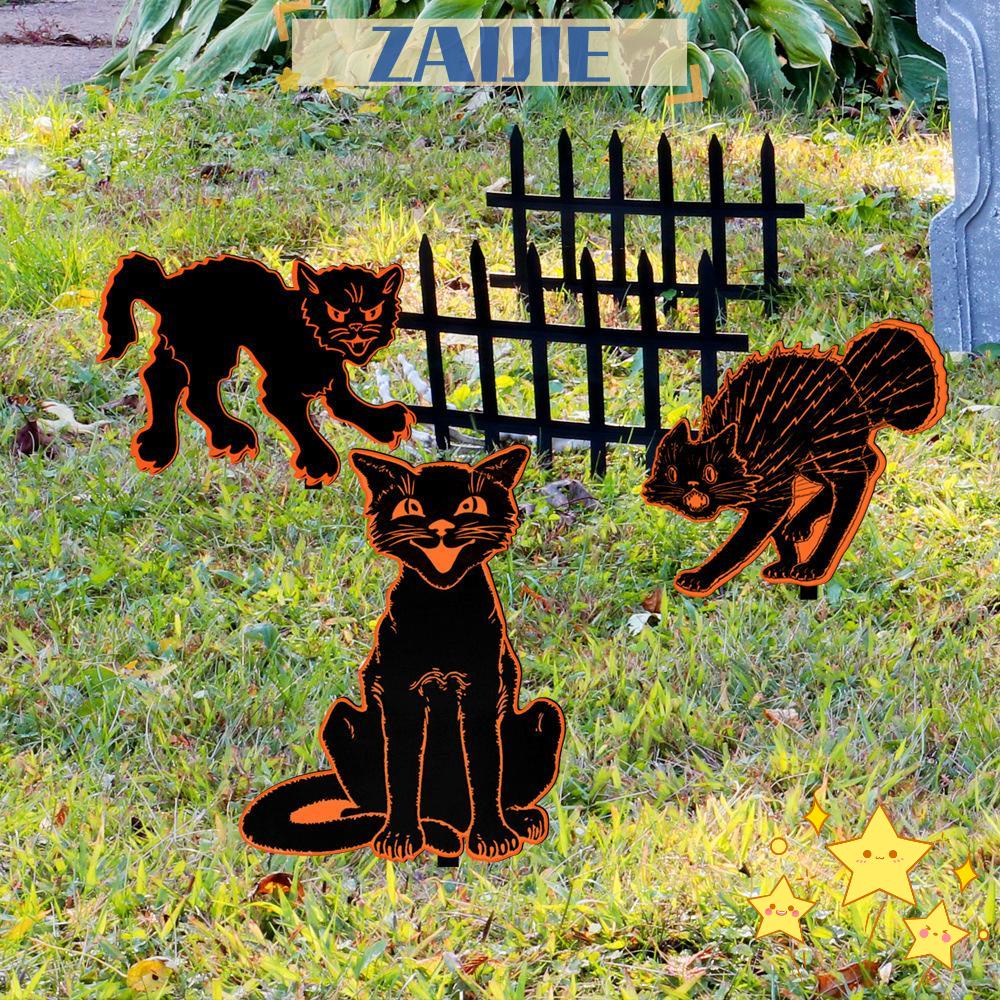 Miếng Lót Sàn Nhà ZAIJIE24 ZAIJIE24 Chất Lượng Cao Phụ Kiện Trang Trí Vườn Hình Mèo Đáng Sợ Bằng Acrylic