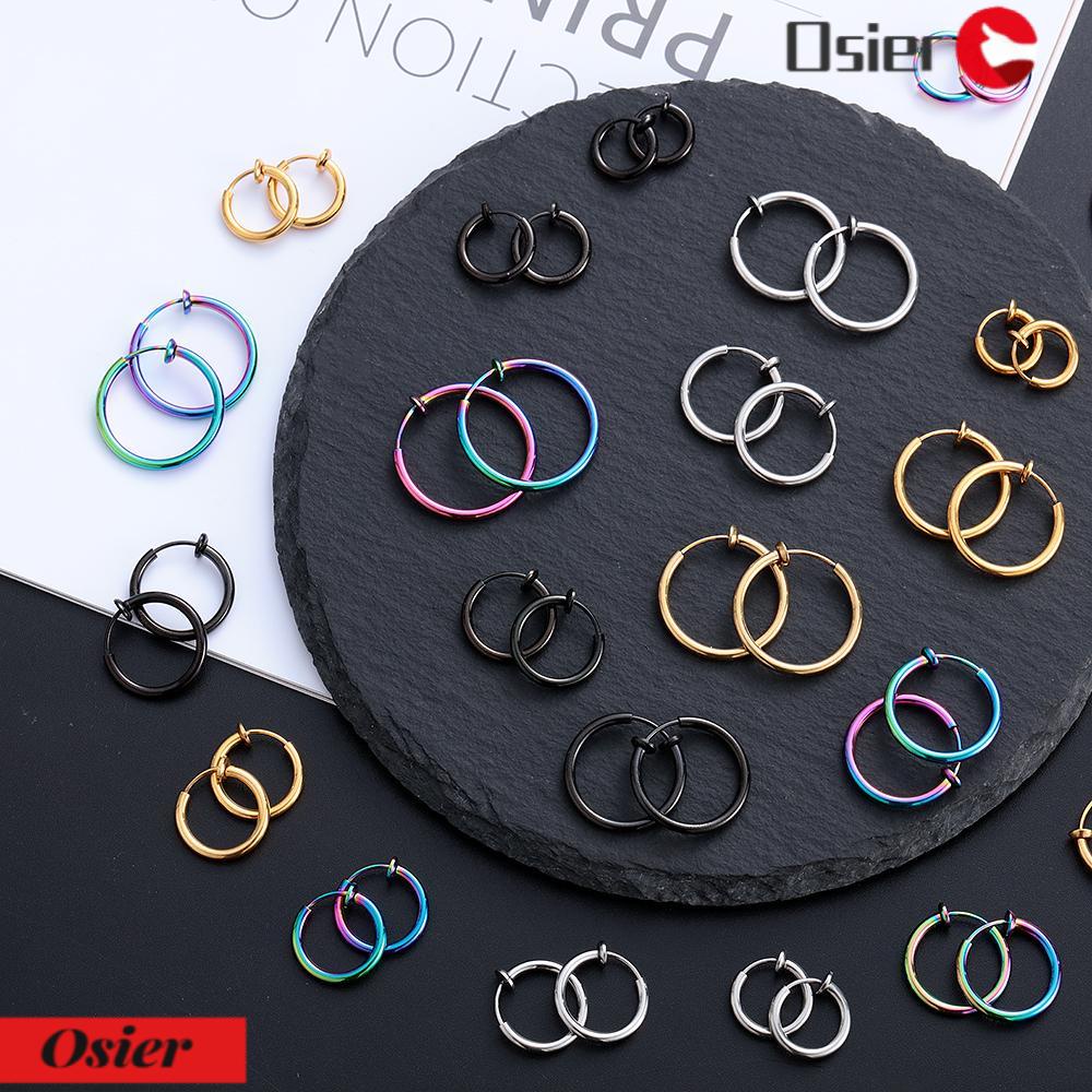 HUGGIES Bông Tai Dạng Vòng Tròn Phong Cách Hip Hop Thời Trang Dự Tiệc Có Thể Thu Gọn 1 Cái Cho Nam &amp; Nữ