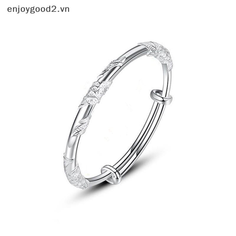 1 Vòng Đeo Tay Dạng Hở Bằng Bạc Nhẹ Nhàng Hình Hoa Thời Trang Cho Nữ